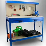 BITUXX Werktisch Werkbank Arbeitstisch Arbeitsplatte Lochwand Werkstatt 115 x 55 x 140 cm Blau