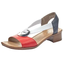 Sandalette RIEKER, Damen, Gr. 41, rot (rot, kombiniert), Lederimitat, elegant, Schuhe, Sommerschuh, Sandale, Blockabsatz, mit Stretchband
