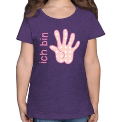Shirtracer T-Shirt Ich bin fünf Zeichensprache rosa – 5. Geburtstag – Mädchen Kinder T-Shirt tshirt 5 – geschenk mädchen fünf jahre lila 152 (12/13 Jahre)
