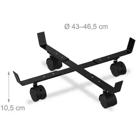 Relaxdays Pflanzenroller ausziehbar 2er Set bis 43 cm Ø schwarz