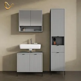 livinity Aterno Badschrank 40 x 190 cm Grau MDF/Spanplatte