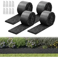 Vevor Gummimulchmatte, 4 Rollen à 305x11,5 cm, Unkrautmatte 1,3 cm dick, Gartenvlies, Unkrautvlies, Unkrautbarrierematte, Garteneinfassung, Randma...