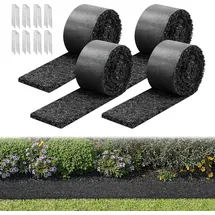Vevor Gummimulchmatte, 4 Rollen à 305x11,5 cm, Unkrautmatte 1,3 cm dick, Gartenvlies, Unkrautvlies, Unkrautbarrierematte, Garteneinfassung, Randma...