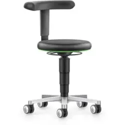 bimos Labor Hocker mit Rollen, PU schwarz, Sitzhöhe 450-650 mm, Flex-Stütze