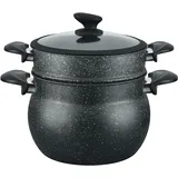 Cheffinger 3 tlg Kuskus Topf 8L Dampfgarer COUSCOUS Ø24cm Dampfkocher Gemüse Steamer Induktion Mantykocher