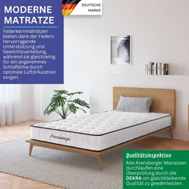 Arensberger LENA Federkernmatratze mit Memoryschaum 140x200cm Höhe 21cm Härtegrad H3/H4 HR Taschenfederkern Matratze Rollmatratze