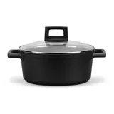 Homelux Topf Homelux 24cm Kochtopf Induktion Schmortopf mit Glasdeckel, 4,6L Kochtöpfe mit Antihaftbeschichtung, Geeignet für alle Kochfelder(H-KCB24)