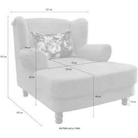 Home Affaire Loveseat HOME AFFAIRE "Tassilo", schwarz (asche), B:121cm H:107cm T:147cm, 100% Polyester, Sessel