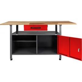 Ondis24 Werkbank, Werner + Klaus 240 cm Rot-Grau