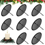 Udbrud 8 Stück Adventskranz Kerzenhalter, Ø 6 cm Kerzenhalter Metall mit Dorn Schwarz, Adventskerzenhalter Kerzenpick Flach Kerzenteller Kerzenstecker für DIY Adventskranz Weihnachten Deko