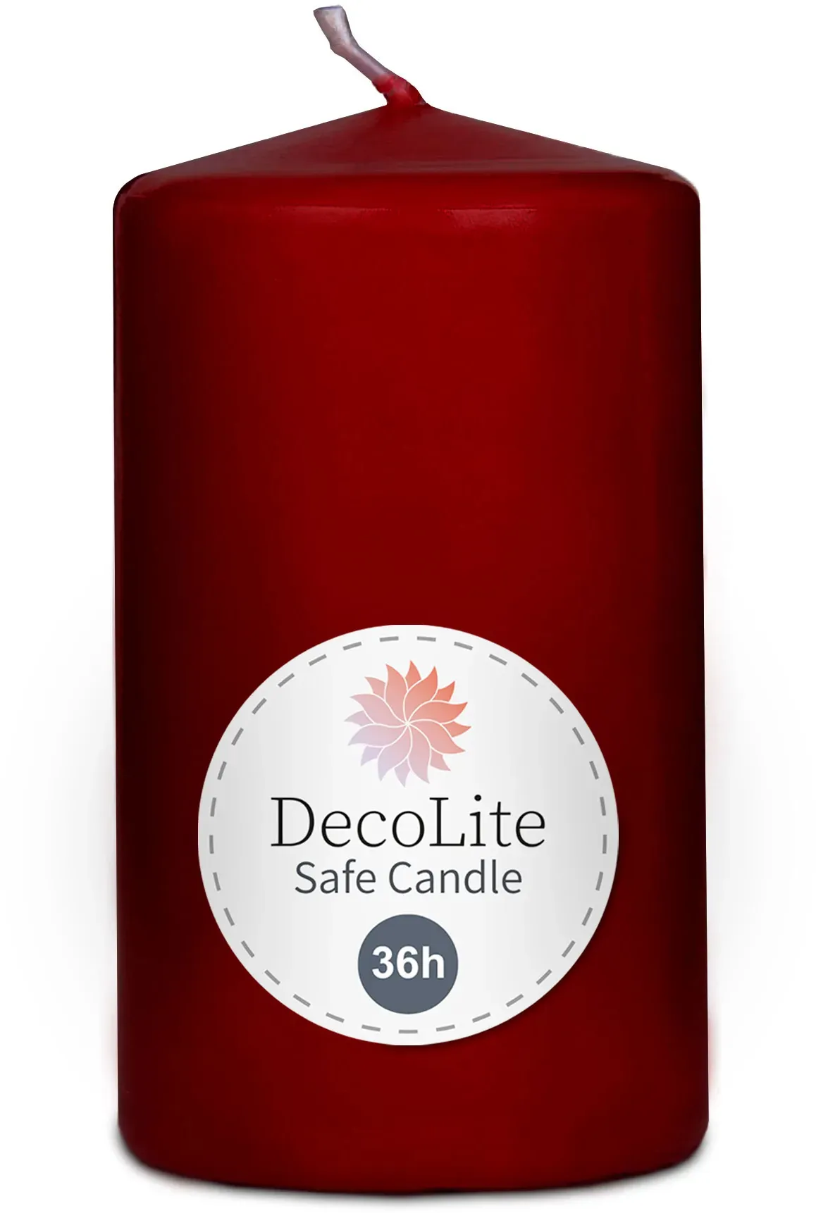 DecoLite: Stumpenkerzen 100/60 mm (Safe Candle) - 12 Stück - altrot