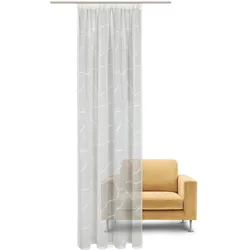 Gardine GERSTER "Rika" Gr. 1, weiß (sanftes weiß), B:140cm H:245cm, Wirkware, Polyester, Gardinen, Fertigschal Scherli wirrwarr - nature line