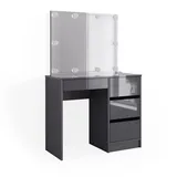 Vicco Schminktisch Sherry Anthrazit 90 cm mit Spiegel & LED-Beleuchtung