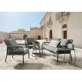 Destiny Sofa Set GENUA 1xSofa, 2xSessel, 2xTisch Ø60x40cm & Ø40x50cm, anthrazit