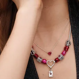 Pandora Funkelndes mehrstufiges Herz Rot 799218C02