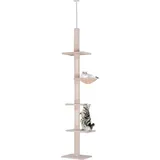 Kratzbaum Deckenhoch, H230-260 cm, höhenverstellbar Kletterbaum für Katzen, stabil, Beige,, - Beige