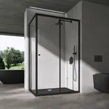 doporro Duschkabine Schiebetür Duschabtrennung 100x120cm Eckeinstieg Klarglas Eckdusche ESG Glas Höhe 190cm schwarz Ravenna16L K