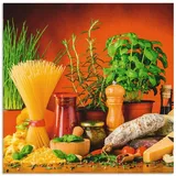 ARTland Spritzschutz Küchenrückwand aus Alu für Küche Herd Spüle 60x60 cm (BxH) mit Motiv Essen Lebensmittel Gemüse Kunst Mediterran Italienisch Bunt S7SM