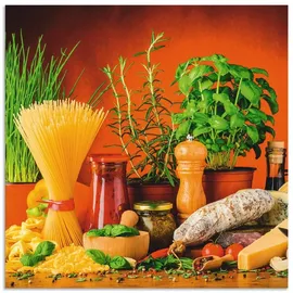 ARTland Spritzschutz Küchenrückwand aus Alu für Küche Herd Spüle 60x60 cm (BxH) mit Motiv Essen Lebensmittel Gemüse Kunst Mediterran Italienisch Bunt S7SM