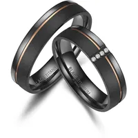 Partnerring MARRYA "BLACK TITANIUM by MARRYA" Gr. 52, schwarz (herren ring, schwarz, gold), Fingerringe, Damen, 52, Titan