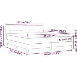 vidaXL Boxspringbett 180 x 200 cm Schwarz
