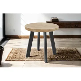 SAM Outillage Esszimmertisch rund 90 cm Akazienholz naturfarben schwarz SOPHIA - Beige