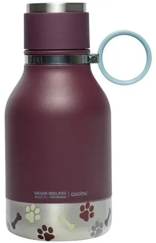 Stainless Steel Dog Bowl Bottle Burgundy 975ml