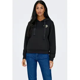 Only Kapuzensweatshirt ONLALINA LIFE L/S PRINT HOOD SWT schwarz L (40)