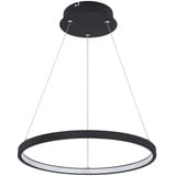 GLOBO Pendelleuchte Ring rund LED Lampen Wohnzimmer hängend Modern, aus Metall in schwarz-matt opal, 1x LED 19W 800Lm warmweiß, DxH 38,5x120cm