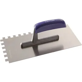 tecwerk Glättekelle L.280mm B.130mm Zahn 10x10 rostfr.H-Heft VA S.0,7mm TECWERK