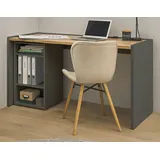 furn.design Schreibtischkombination 2-teilig grau matt, Eiche 143 cm, Büroöbel-Set | Gr.: onesize