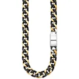 Bruno Banani Edelstahlkette Schmuck Geschenk breite Kette bicolor Gold/Schwarz L: 55 B: 12mm