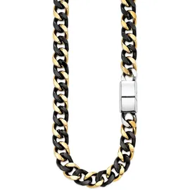 Bruno Banani Edelstahlkette Schmuck Geschenk breite Kette bicolor Gold/Schwarz L: 55 B: 12mm