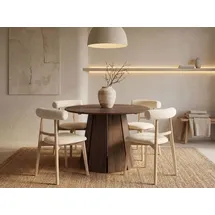 WFL GROUP Runder Ausziehtisch 100-140 x 76 cm Dunkelbraun