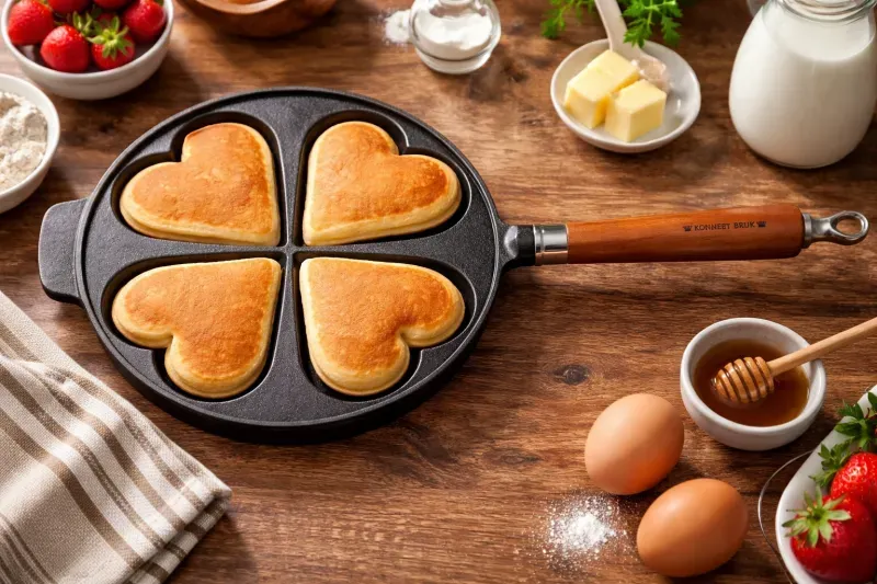 Ronneby Bruk Maestro Herzpfannkuchen-Pfanne, Ø 24 cm, mit braunem Buchenholzgriff