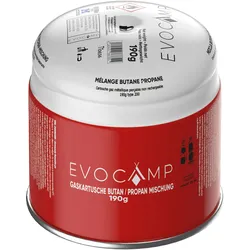 EVOCAMP 4x Propan Butan Gaskartusche 190g Stechgaskartusche für Gaskocher Gasbrenner mit Sicherheitsventil Typ 200 EN 417