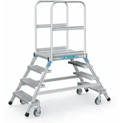 ZARGES Podesttreppe beidseitig 4 Stufen/Gitter