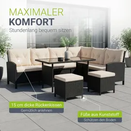 Juskys Manacor Lounge-Set schwarz/beige inkl. Abdeckung