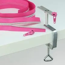 himmelrosa Doppelmoppel Reißverschluss Einfädler, Zippereinfädler, Endlos Reißverschluss Einfädelhilfe für Tischplatten bis max. 6 cm
