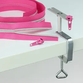 himmelrosa Doppelmoppel Reißverschluss Einfädler, Zippereinfädler, Endlos Reißverschluss Einfädelhilfe für Tischplatten bis max. 6 cm