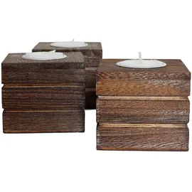 Mendler Teelichthalter Leuca Holz Braun
