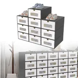 XINZI 40er Boxen-Set mit Transparentes Sichtfenster,Schuhboxen Stapelbar,Aufbewahrungsbox Schubladen aus Kraftpapie,Schuhkarton Ordnungsboxen für Zubehör & Accessoires, Anthrazit