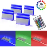 B.K.Licht 4 LED Clips RGB Glasboden-Beleuchtung Glaskantenlichter Leuchten Vitrine Schrank