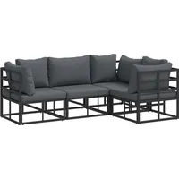 vidaXL Garten-Sofa-Set mit Kissen 4 pcs Schwarz Aluminium