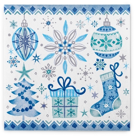 Sovie HOME Serviette Jolina in Blau aus Linclass® Airlaid 40 x 40 cm, 12 Stück - Weihnachten