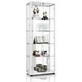 K-Möbel Glasvitrine Weiß, Glas, 4 Fächer, Rechteckig, 67x176x33 cm, Wohnzimmer, Wohnwände, Vitrinenschränke - 2 Jahre Gewährleistung - mind. 14 Tage Rückgaberecht - Weiß