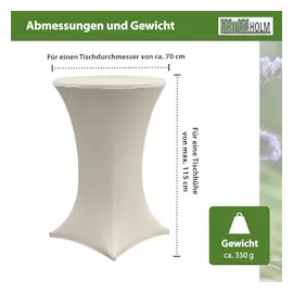 Baumarktplus 2x Stehtischhusse Stretch 70 cm beige Tischdecke Husse Bistrotisch Partytisch