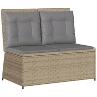 VidaXL Gartenbank Verstellbar mit Kissen Beige Poly Rattan