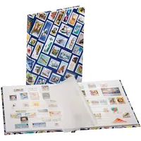 Leuchtturm Briefmarken Einsteckbuch Hobby 16 weiße Seiten, Einband mit Breifmarkenmotiven, DIN A 4