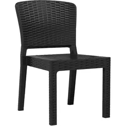 4er-Set Rattan Stuhl | Kunststoff | Schwarz | Stapelbar | Bistrostuhl Rattan, Terrassenstuhl Rattan, Rattanstühle Outdoor